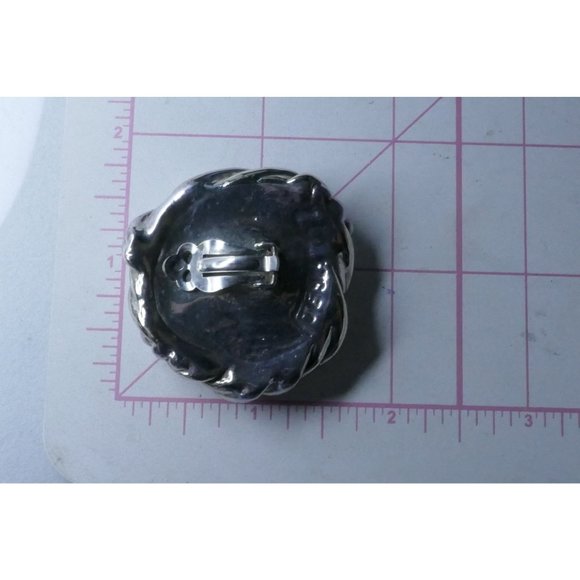 Big Bold Two Tone Sterling Silver Electroform Earrings Signed JE and Marked 925 - Picture 11 of 11